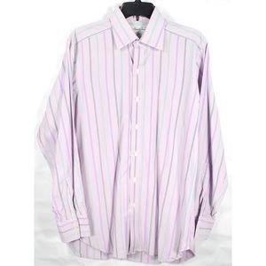 Turnball & Asser Purple Green Striped Dress Shirt